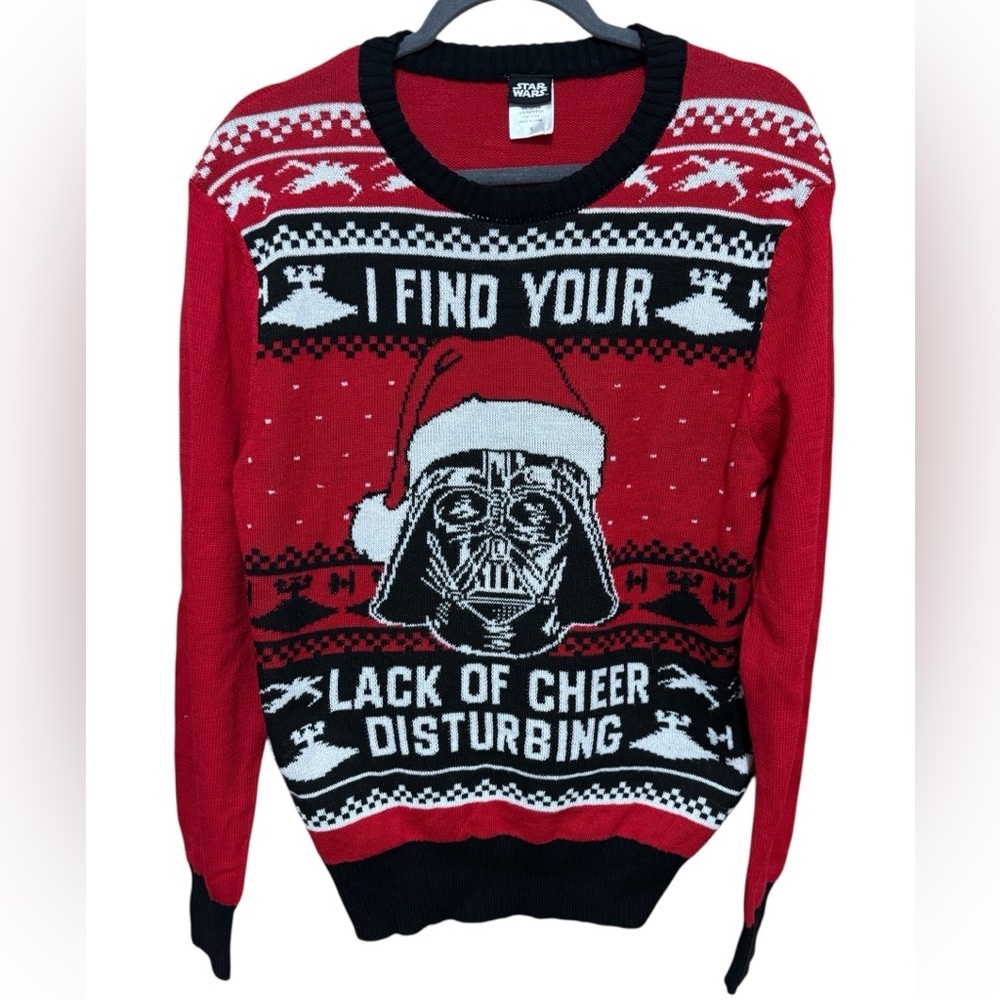 Star Wars Darth Vader Ugly Christmas Sweater Red Black Sz Medium